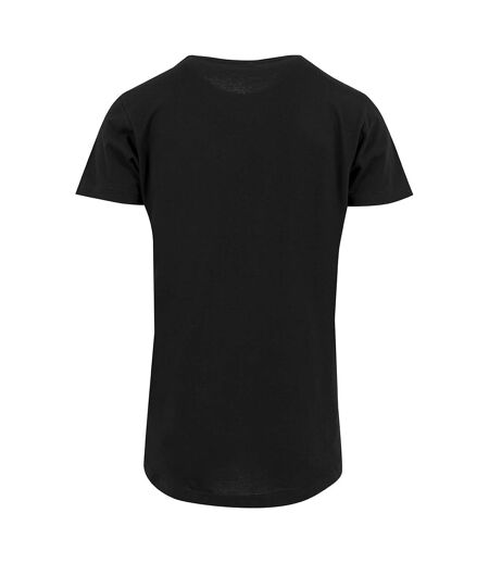 Build Your Brand Mens Shaped Long Short Sleeve T-Shirt (Black)