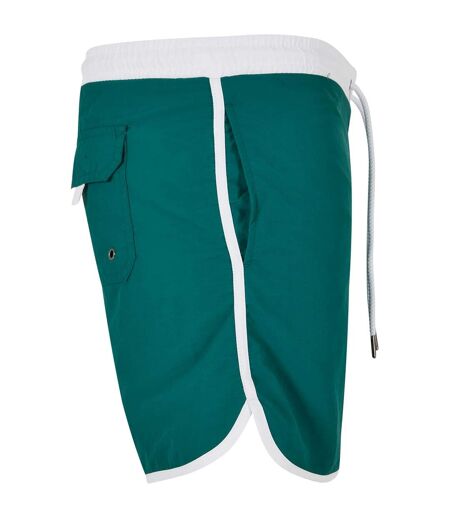 Short De Bain Motif/style Rétro Homme Blanc Vert Urban Classics