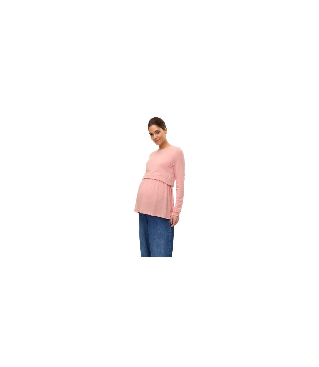 Womens/ladies Maternity Puff Sleeve Top Rosette Mamalicious-1