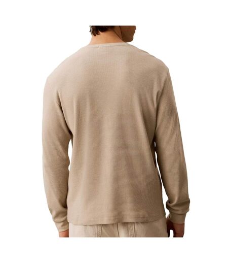 Sweat beige homme calvin klein jeans waffle badgeses
