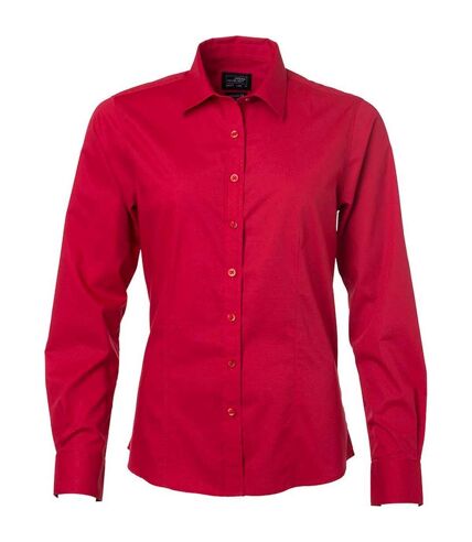 chemise popeline manches longues - JN677 - femme - rouge
