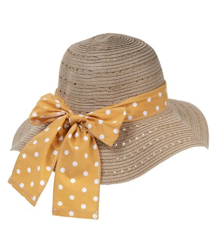 Isotoner Chapeau femme 100% papier de paille claire, ajustable à l'intérieur 52 à 58 cm
