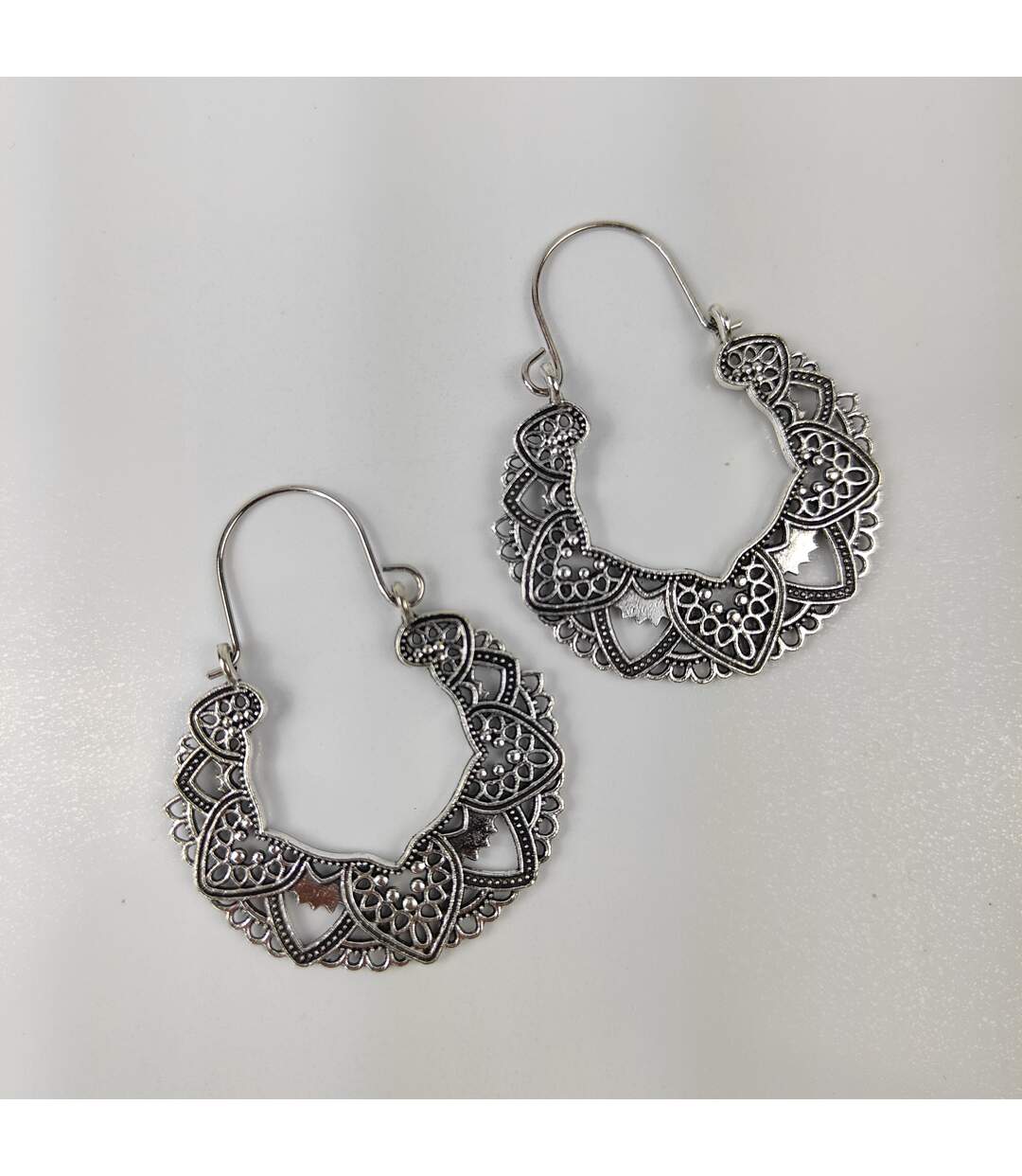 Ethnic Style Retro Hollow Carving Geometric Asian Oxidised Boho Dangle Earring-2