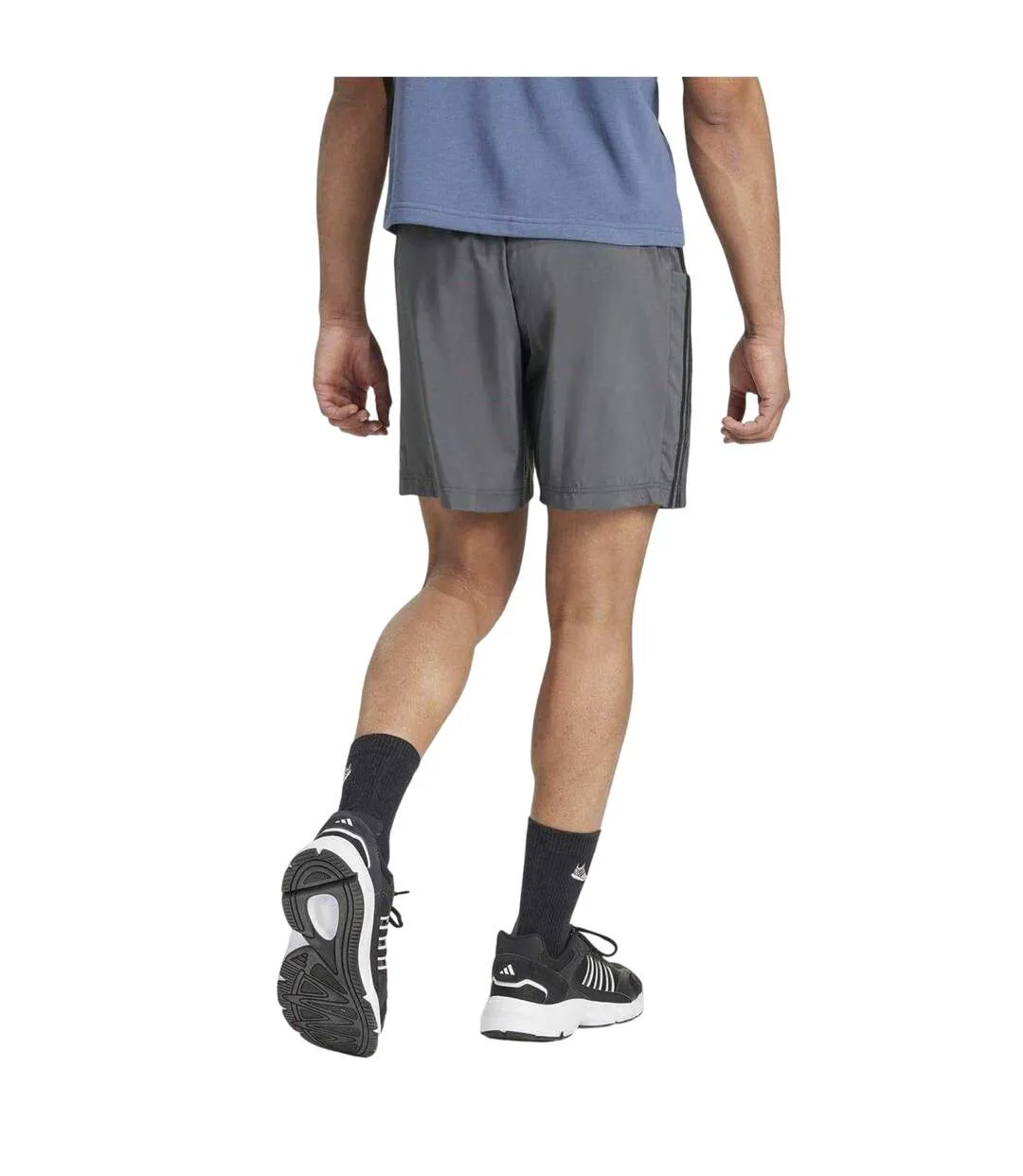 Mens 3 Stripes Shorts Medium Grey Black Adidas-2