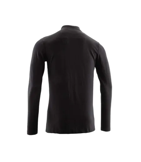 Mens Crossover Long-sleeved Polo Shirt Deep Black Mascot