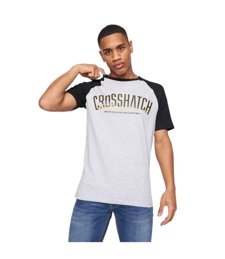 Mens Plotmar T-shirt Black Light Grey Marl Crosshatch