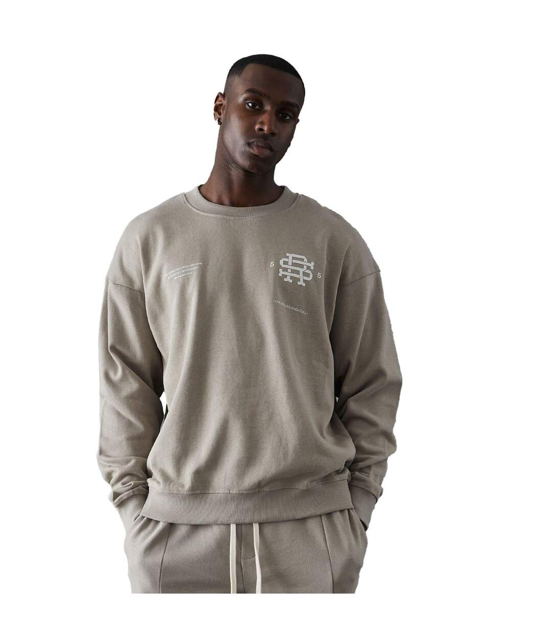 Sweat Style Logo Vitels Homme Beige Gris Fiftyfive-2
