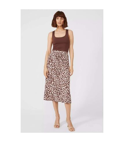 Principles Womens/Ladies Leopard Print Ruched Front Midi Skirt (Brown) - UTDH5760