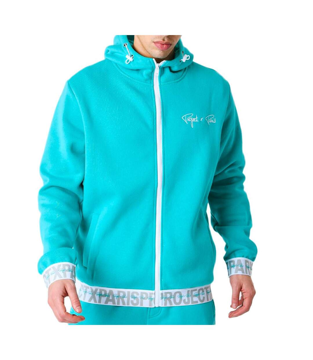 Sweat à Capuche Zippé Turquoise  Homme Project X Paris Logote - L