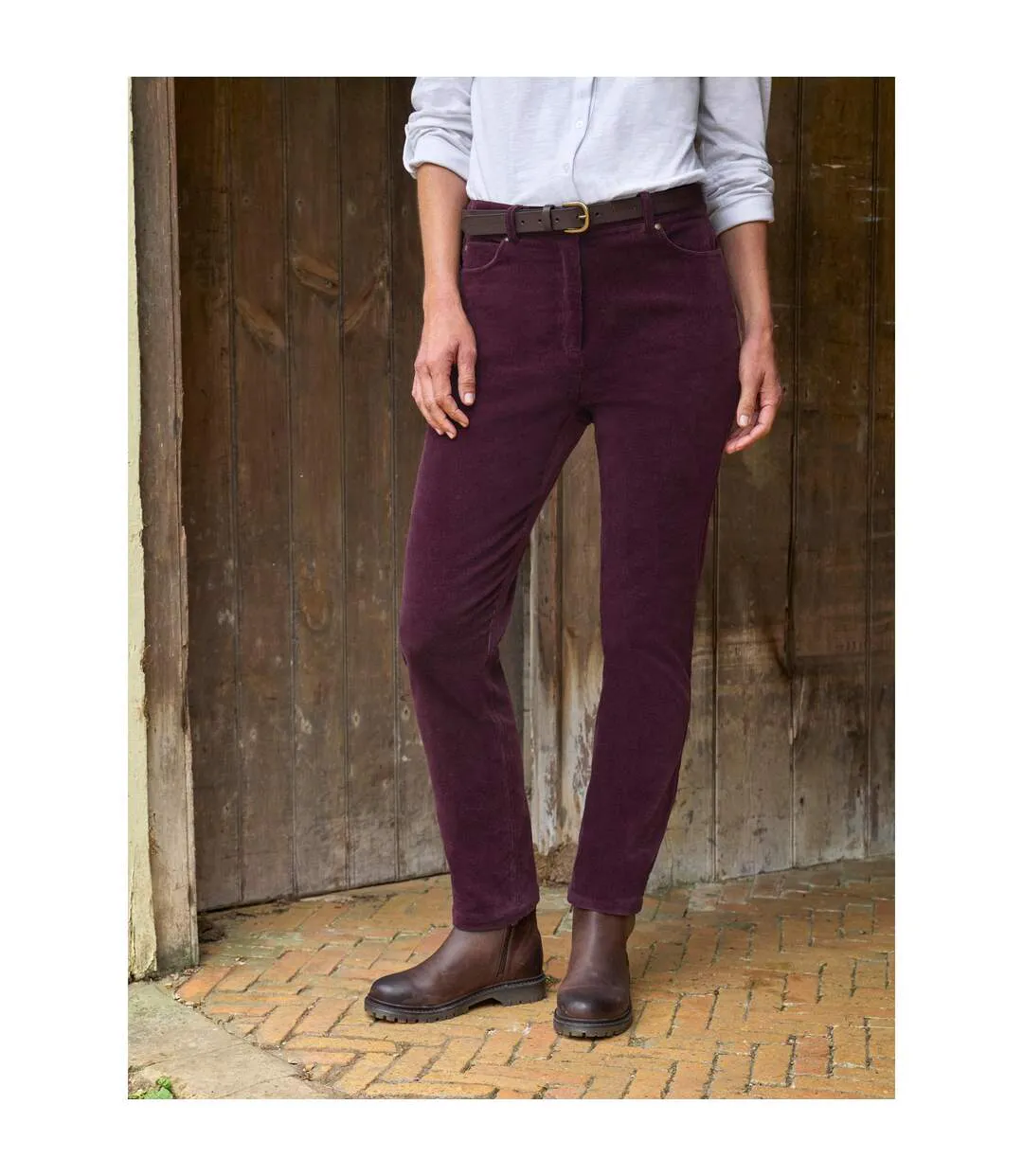 Womens/ladies Organic Cotton Straight Leg Jeans Berry WoolOvers-1