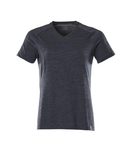 Womens/ladies Accelerate Coolmax V Neck T-shirt Dark Navy Mascot