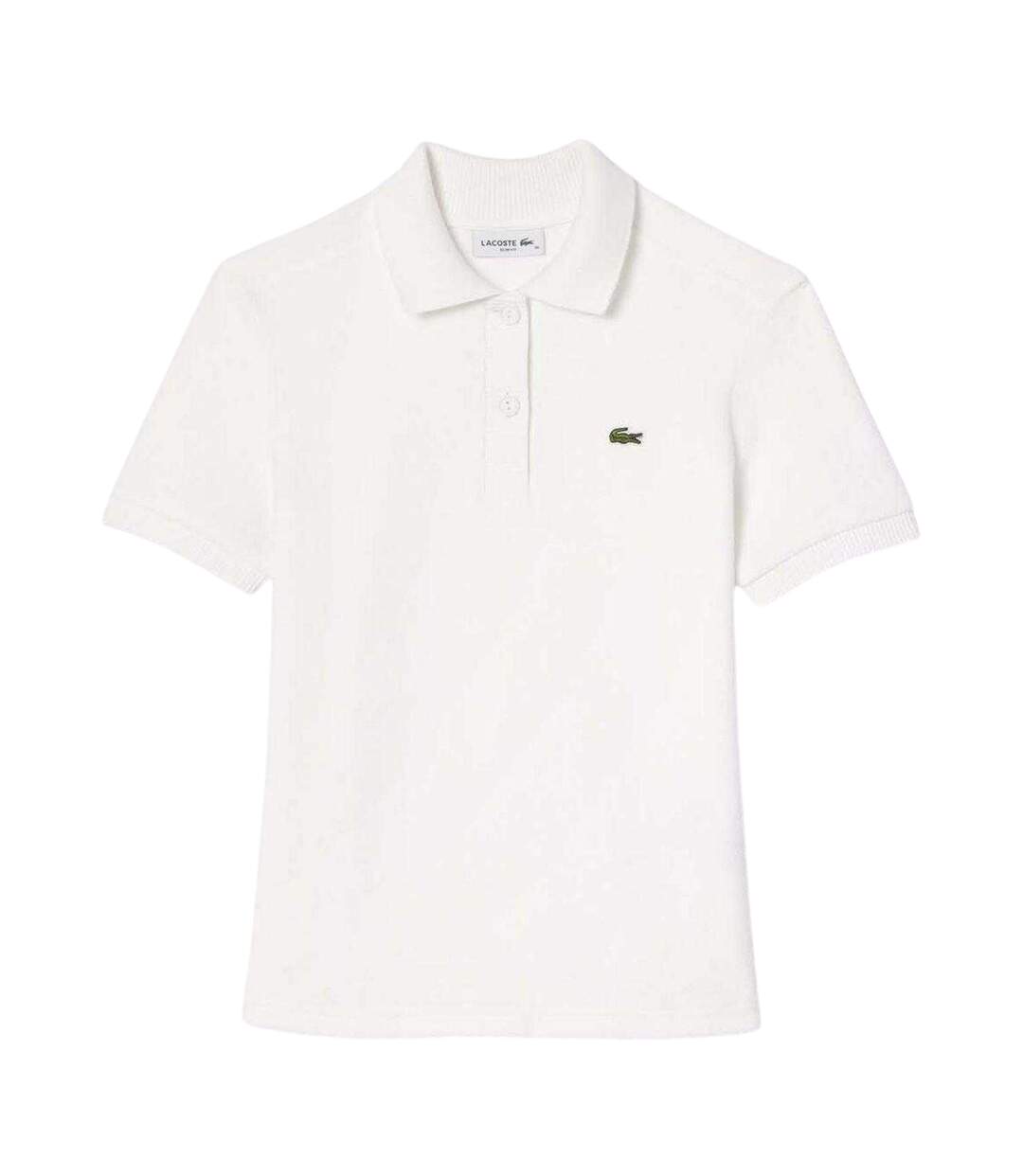 Womens/ladies Terry Slim Short-sleeved Polo Shirt Cream Lacoste-1