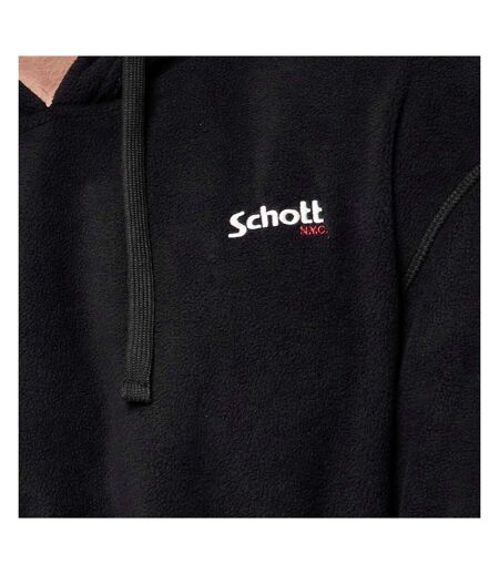 Sweat à capuche noir homme schott micro polar