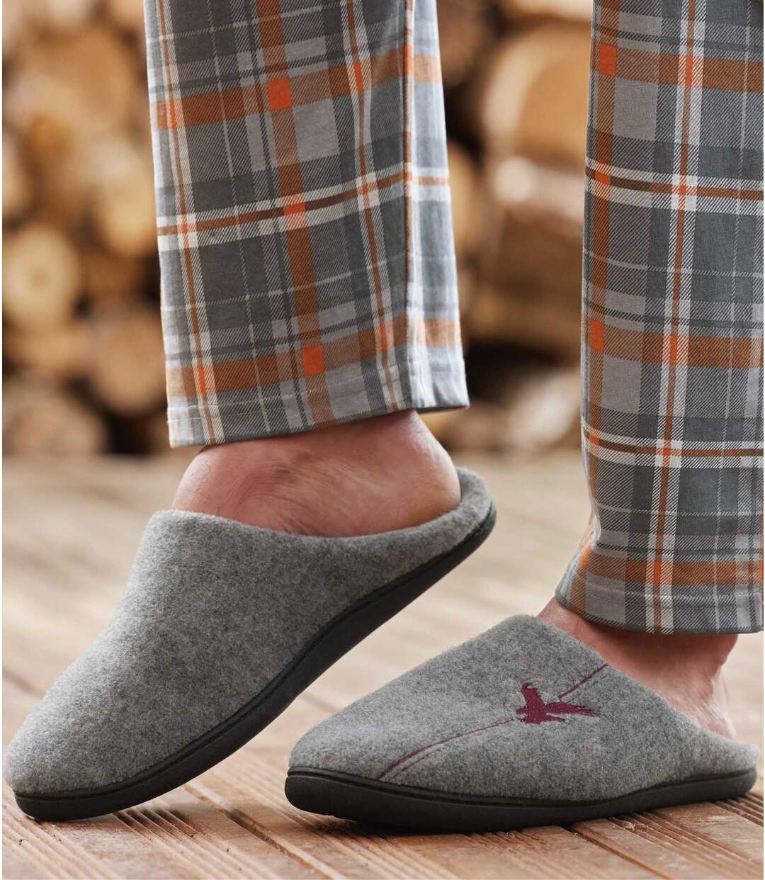 Men's Gray Fleece-Lined Slippers Atlas For Men