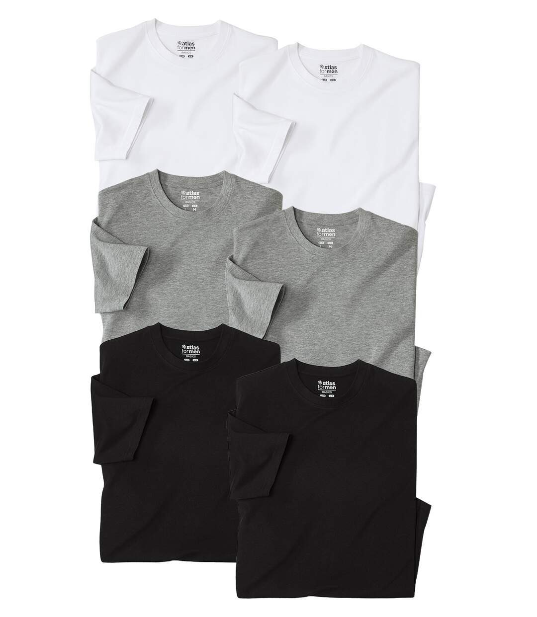 Pack of 6 Men's Essential T-Shirts - White Grey Black-1