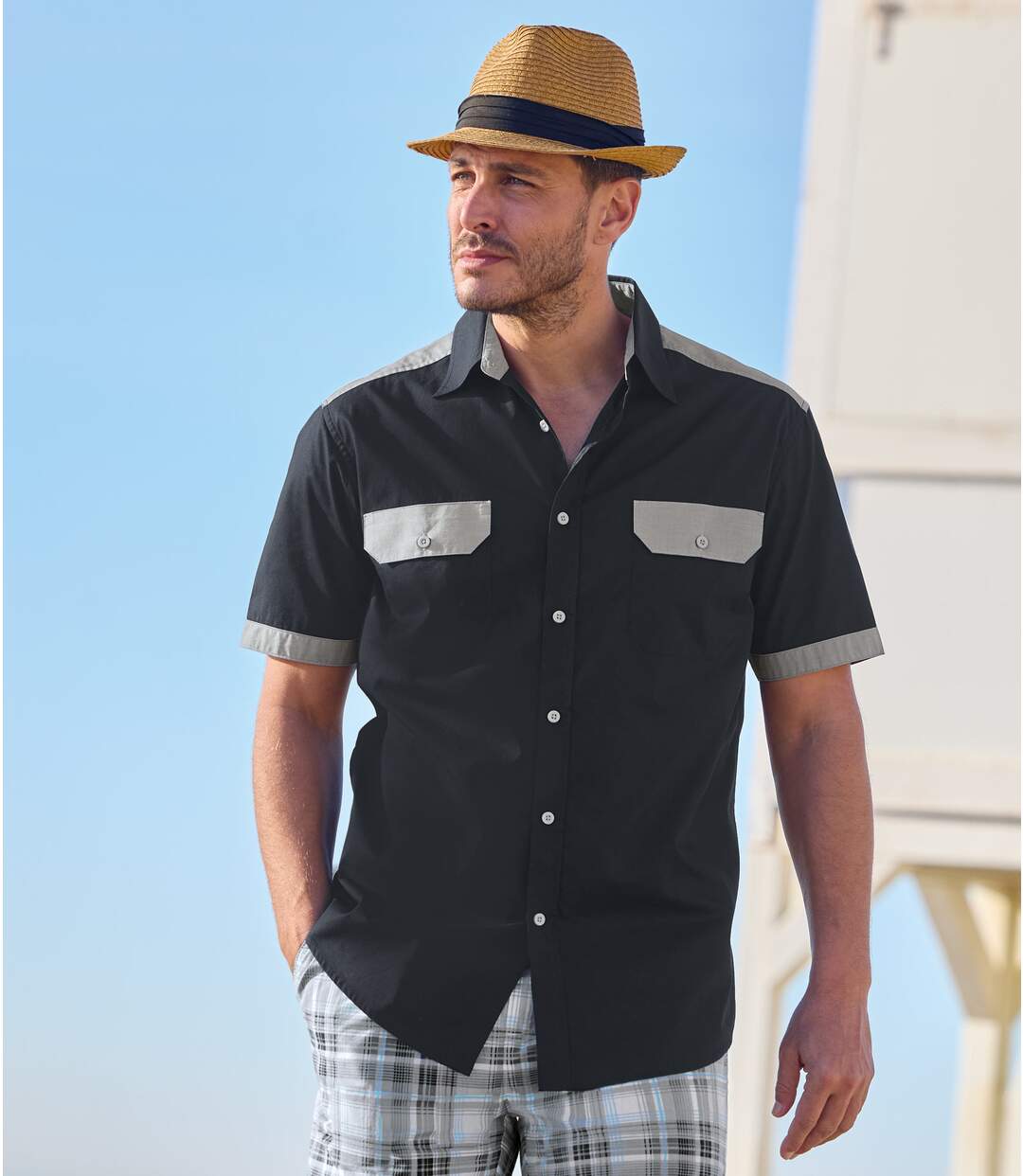 Men's Black Poplin Shirt-1