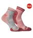 Pack Of 2  Womens/ladies Crew Socks  Grey Pink Skechers-1