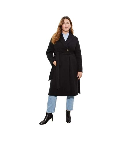 Womens/ladies button wrap plus coat black Dorothy Perkins