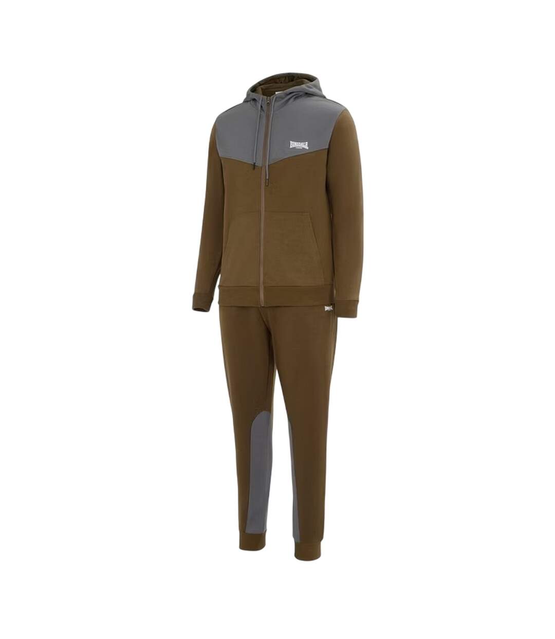 Mens Two Tone Cotton Blend Workout Tracksuit Army Green Lonsdale-3
