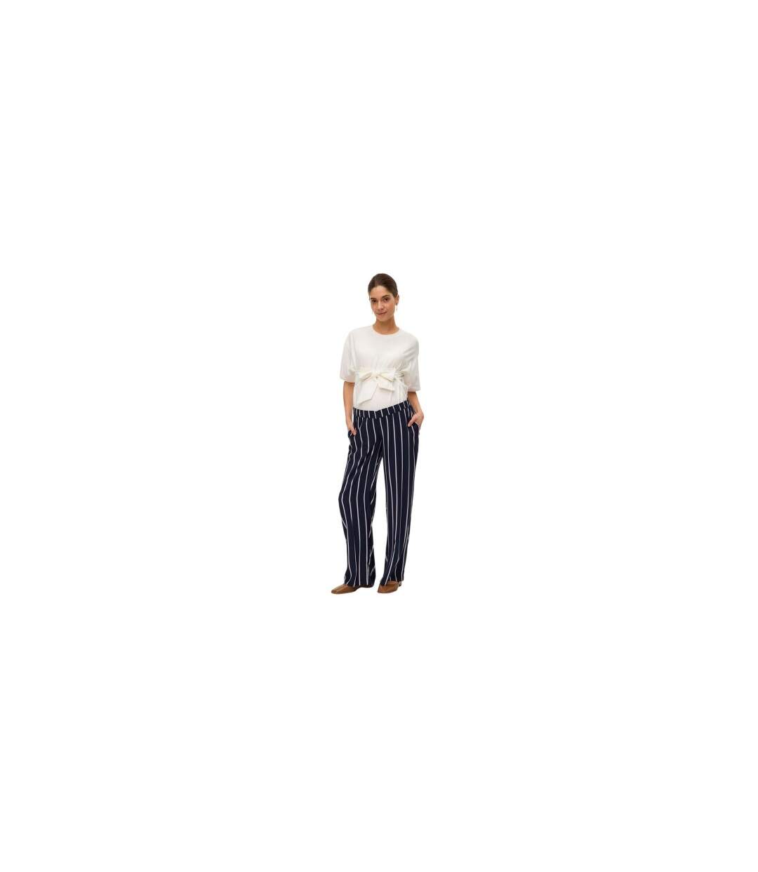Pantalon De Grossesse Motif/style Rayure Verticale Femme Bleu Marine Foncé Mamalicious-1