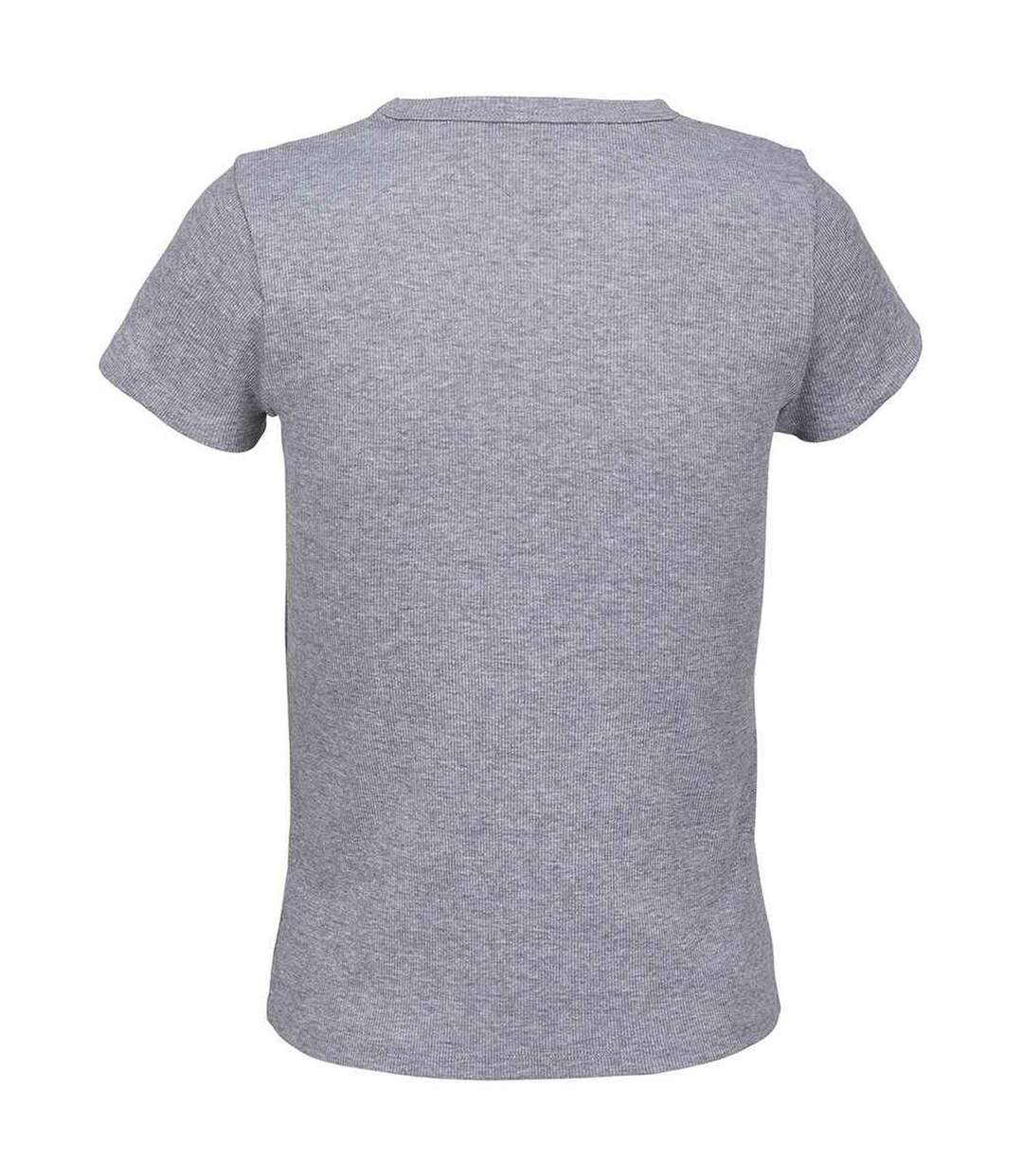 Womens/ladies Sara T-shirt Light Grey Marl SOLS-2