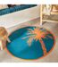 Tapis Déco Palmier Yucatan 120cm Bleu Canard-2