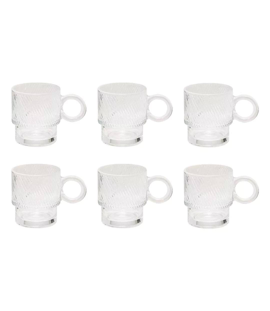 Lot de 6 Mugs en Verre Lorène 30cl Transparent-1