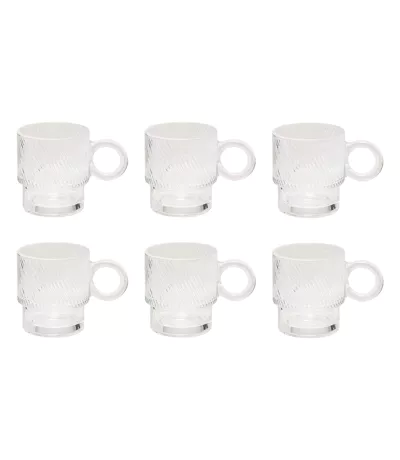 Lot de 6 Mugs en Verre Lorène 30cl Transparent