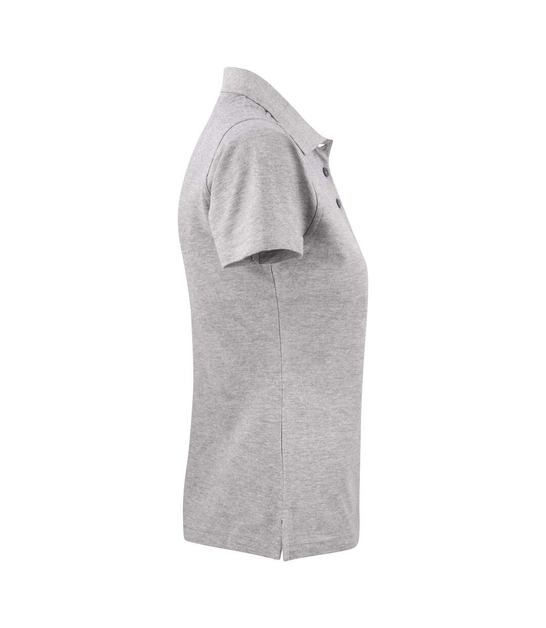 Womens/ladies Surf Light Melange Polo Shirt Grey Melange Printer-3