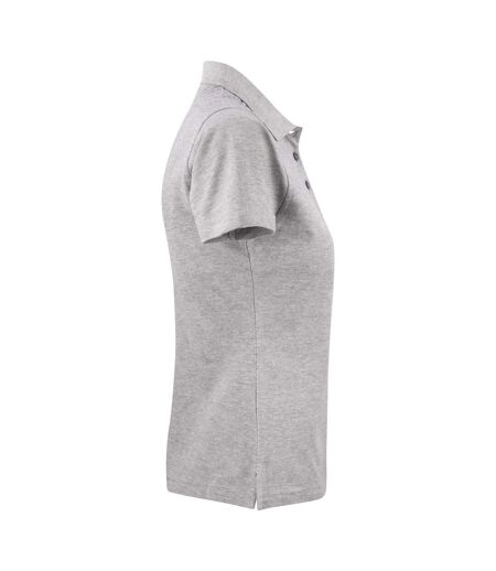 Womens/ladies Surf Light Melange Polo Shirt Grey Melange Printer