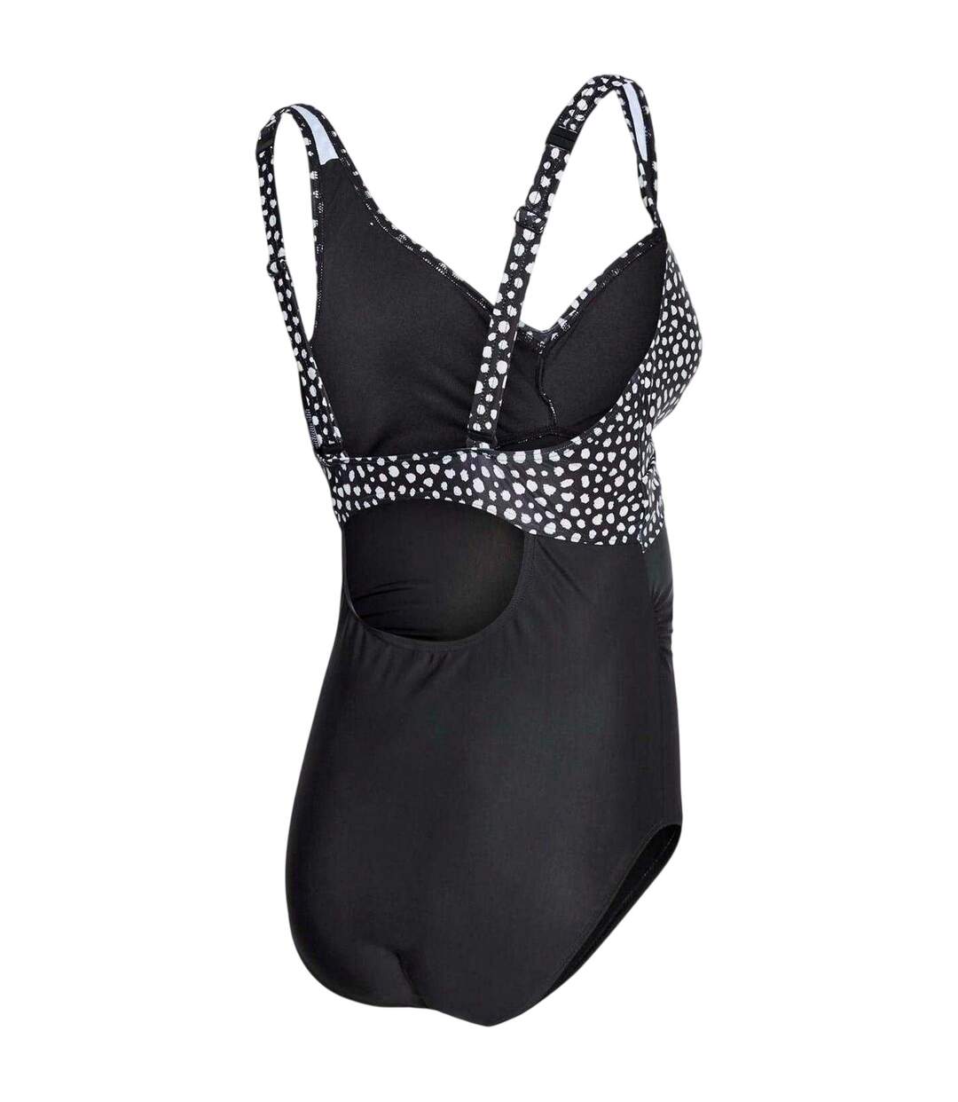 Womens/ladies Polka Dot Fabric Maternity One Piece Swimsuit Black Print Mamalicious-2
