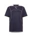 Mens Plain Contrast Piping Athletic Rugby Shirt Navy Blue Puma-1