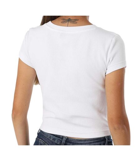 T-Shirt blanc femme calvin klein jeans label ri-cloud - l