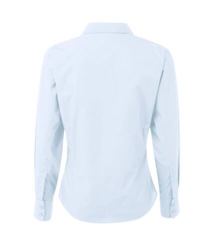 Premier Womens/Ladies Poplin Long Sleeve Blouse / Plain Work Shirt (Light Blue) - UTRW1090