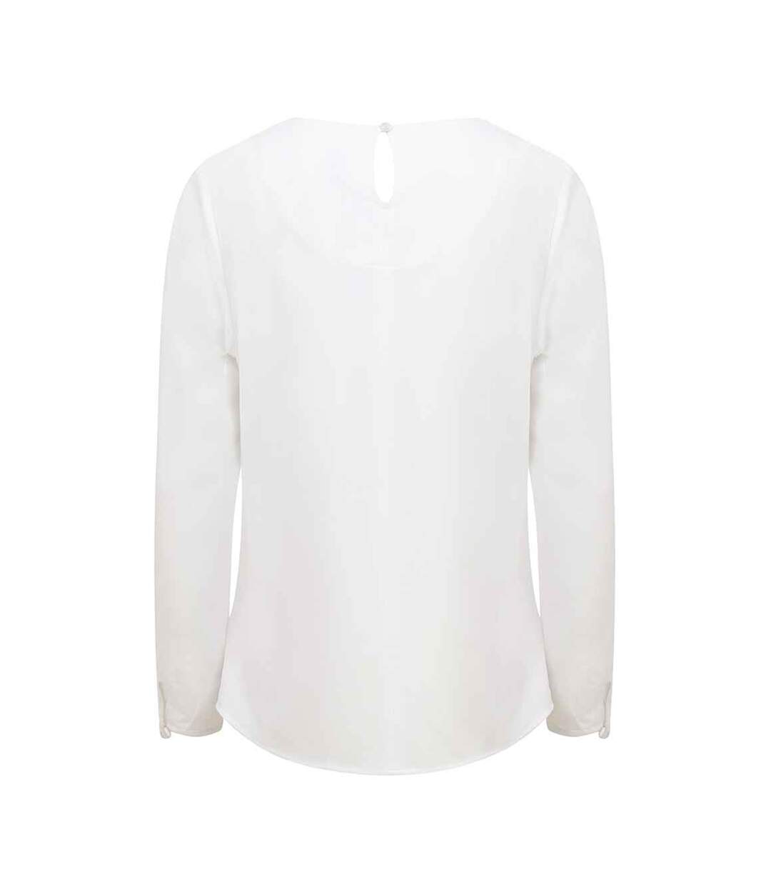 Womens/ladies Pleated Front Long-sleeved Blouse White Henbury-2