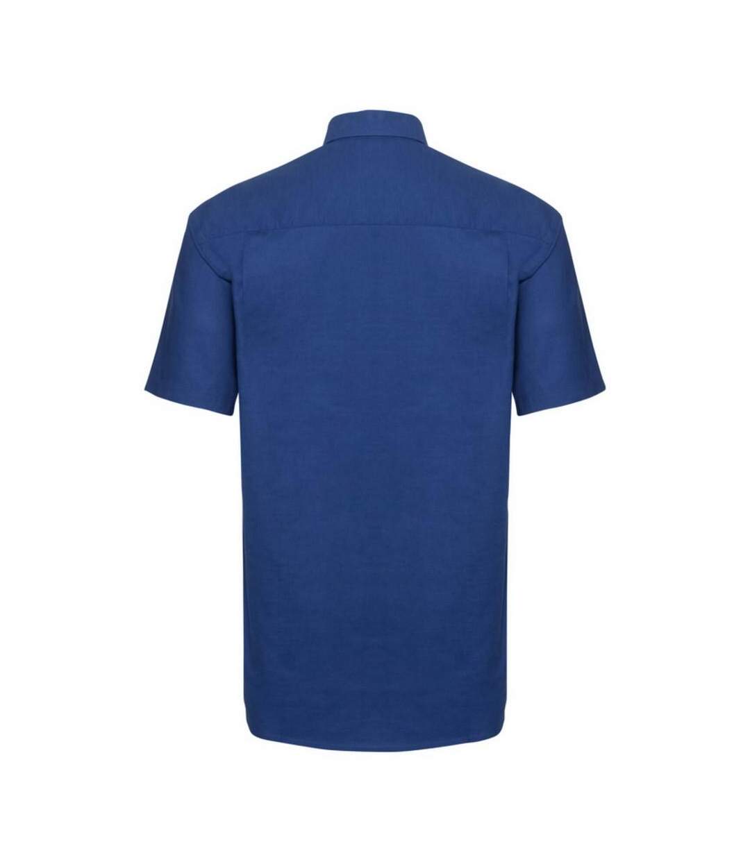 Collection Mens Short Sleeve Easy Care Oxford Shirt Bright Royal Russell-2