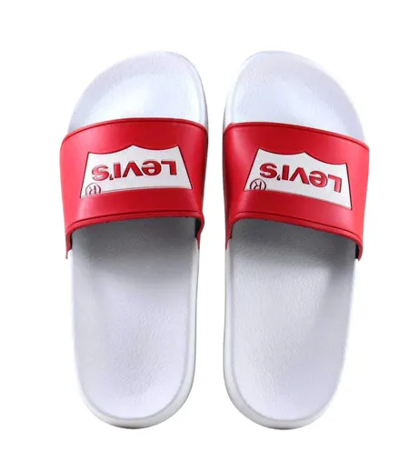 Claquettes Motif/style Aile De Chauve-souris Et Logo Femme Rouge Blanc Levis