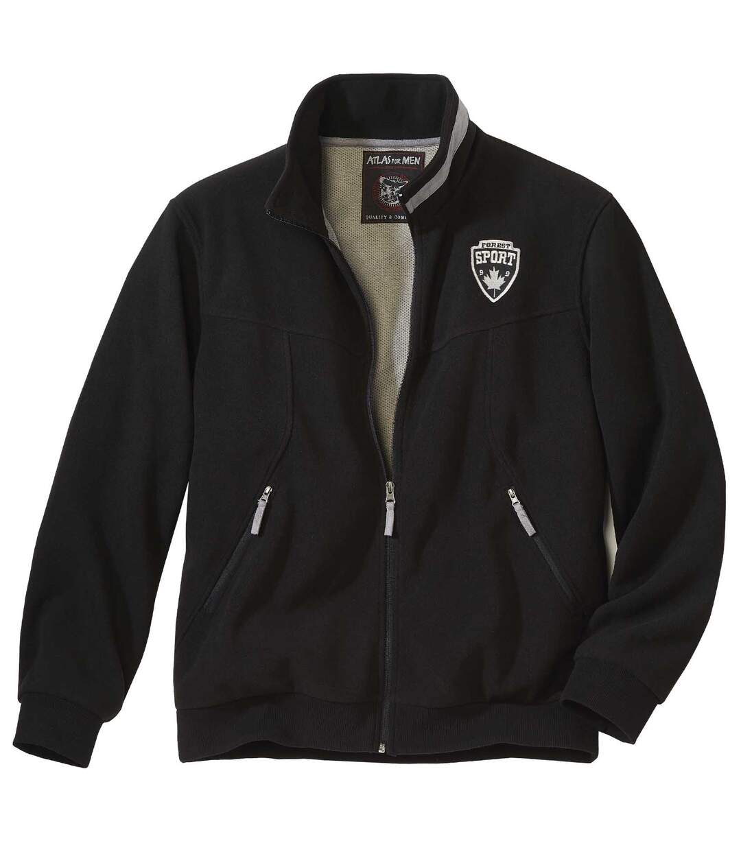 Men's Black Full-Zip Fleece Jacket Atlas For Men