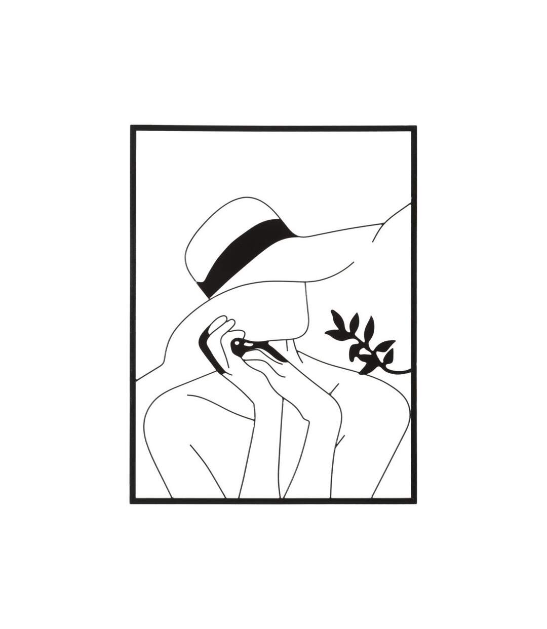 Déco Murale Encadrée en Métal Chapeau 80cm Noir-1