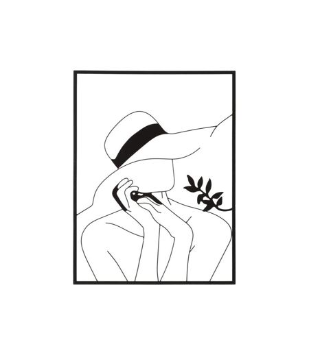 Déco Murale Encadrée en Métal Chapeau 80cm Noir