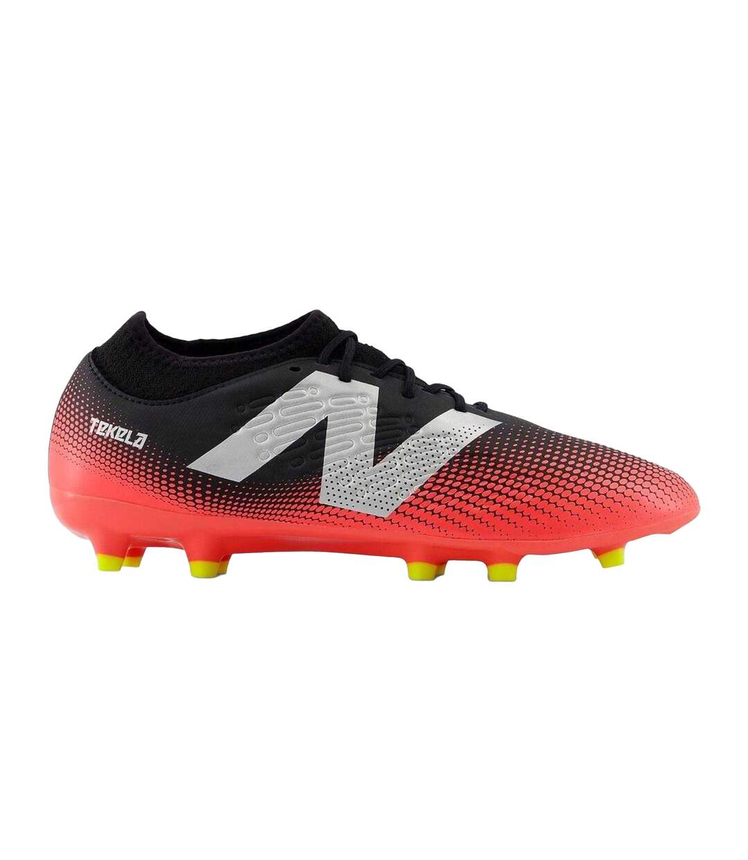 Mens Tekela V4+ Magique Gradient Knitted Collar Firm Ground Football Boots Black Red New Balance-1