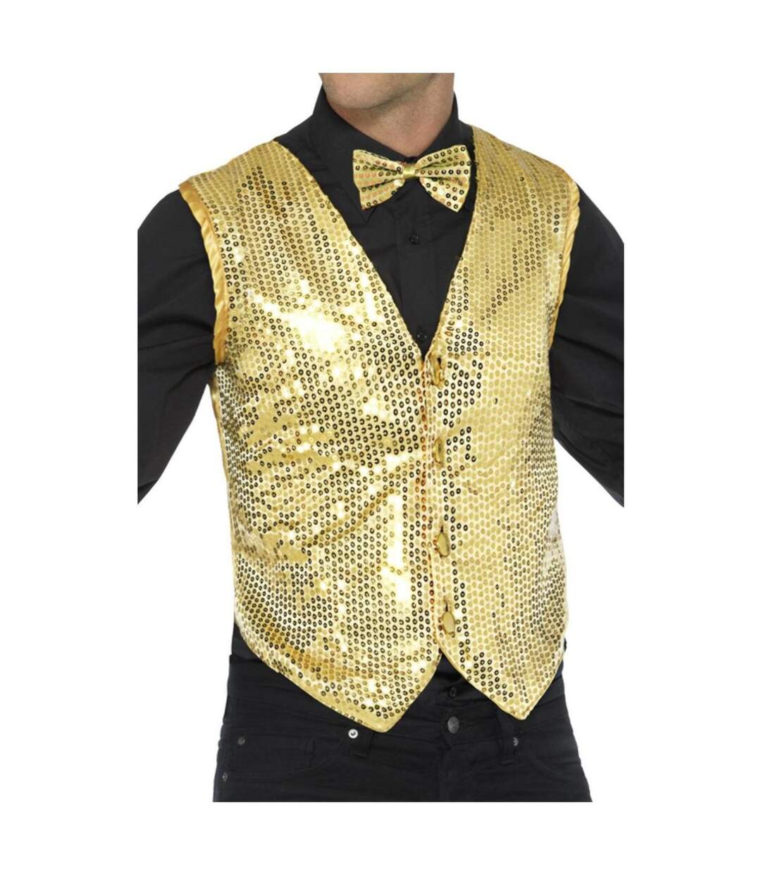 Unisex adult sequin costume vest gold Smiffys-1