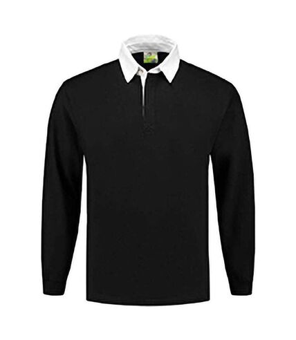 Front Row Mens Premium Long Sleeve Rugby Shirt/Top (Black)