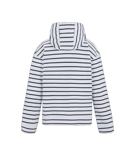 Womens/ladies Bayletta Striped Full Zip Hoodie White Navy Regatta