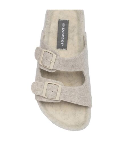 Ladies Faux Fur Double Buckle Slide Slippers Open Toe UK 3-8