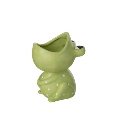 Cache-Pot Déco en Dolomite Grenouille 21cm Vert