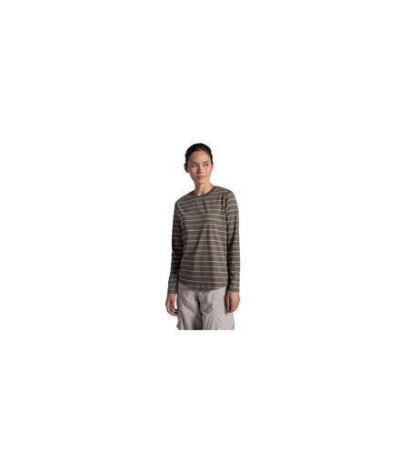 Womens/ladies Akona Striped Nosilife Long-sleeved T-shirt Wild Olive Craghoppers