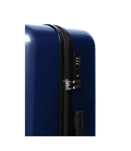Pack Of 3  Escapade Embossed 4 Wheeled Suitcase  S-m-l Royal Blue Crosshatch
