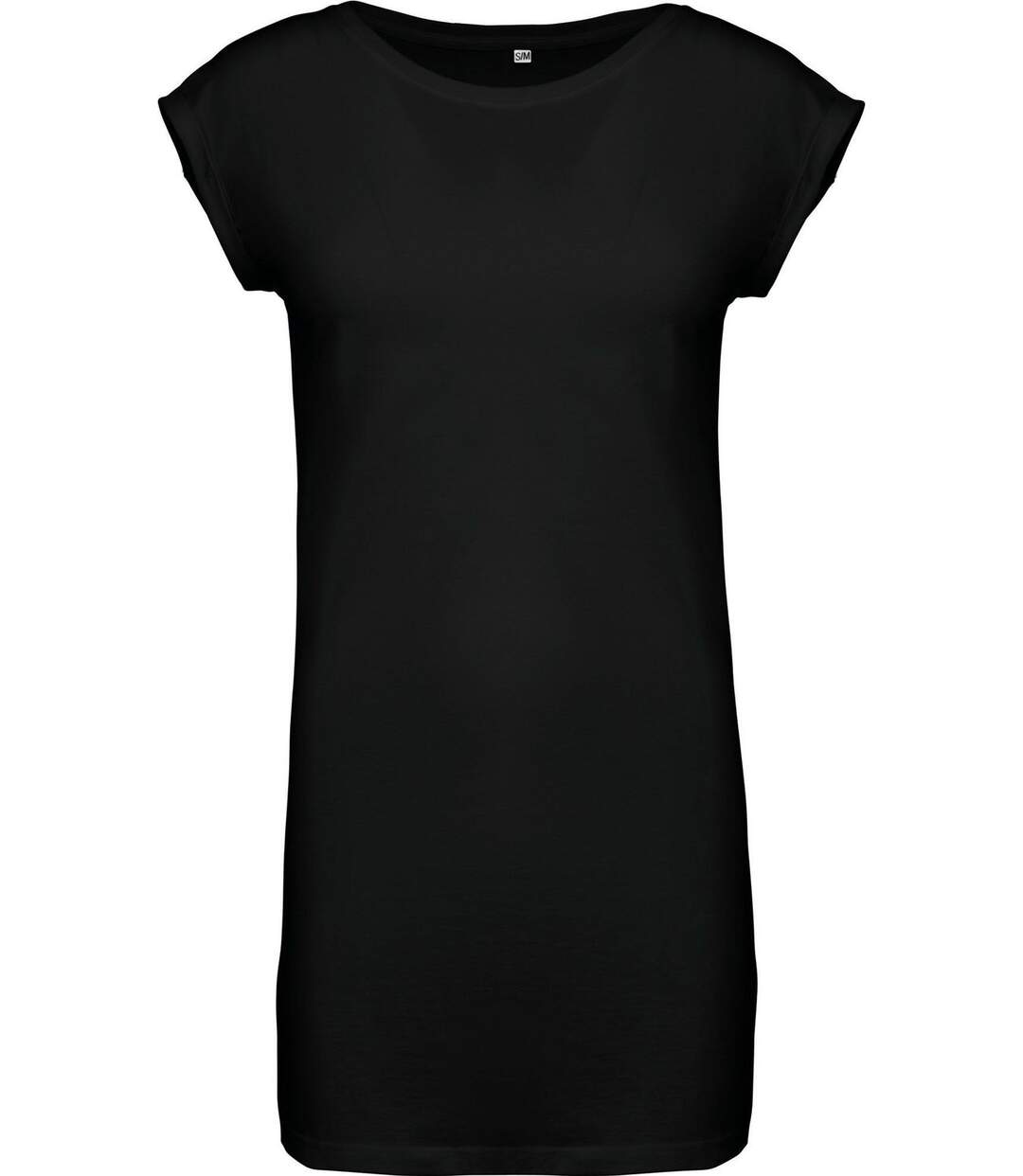 Robe t-shirt col rond manches courtes - K388 - noir - femme