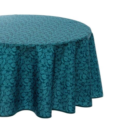Nappe Ronde Imprimé Feuille 180cm Bleu